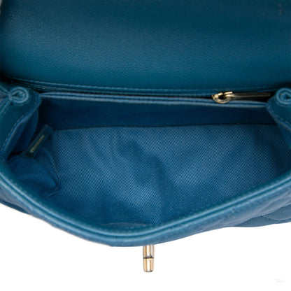 322608023 Coco Small Caviar Leather Top handle Shoulder Bag Blue 4