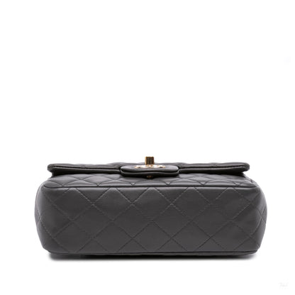 322608025 Classic Single Flap Mini Lambskin Leather Matelassè Shoulder Bag Grey 3