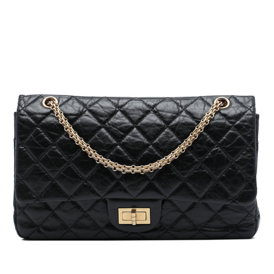 2.55 Reissue Maxi Calfskin couro Matelassè Flap Shoulder bolsa Black 