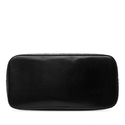 Vintage Medallion Caviar Leder gesteppt Tote Handtasche Schwarz 