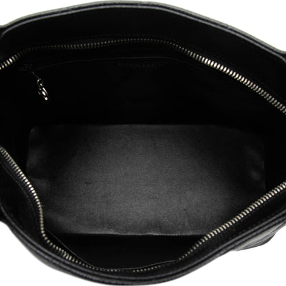 Vintage Medallion Caviar Leder gesteppt Tote Handtasche Schwarz 