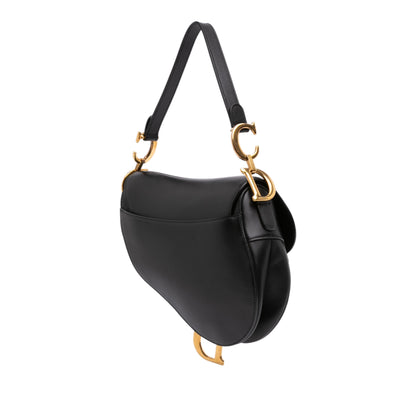 Saddle Borsa in pelle di vitello liscia 2-Ways Nero 