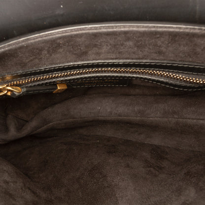 Saddle Borsa in pelle di vitello liscia 2-Ways Nero 
