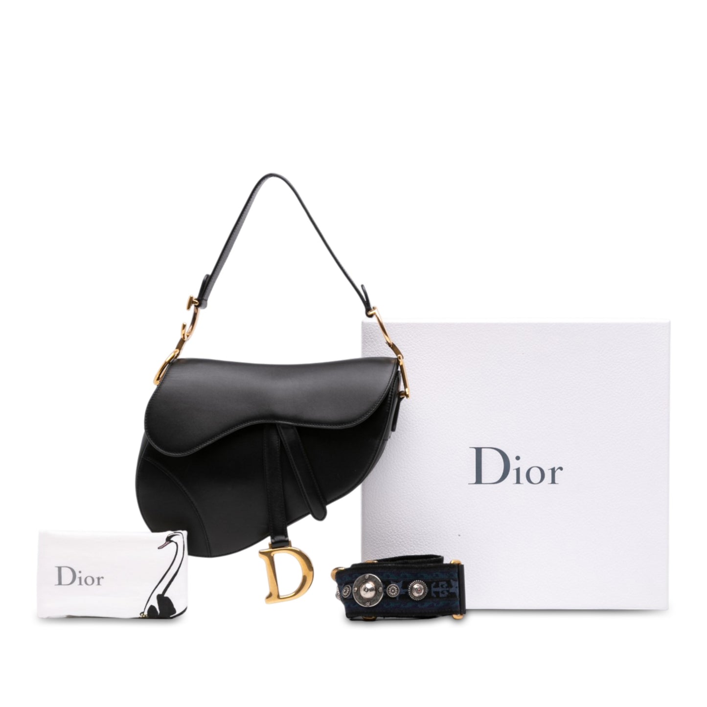Saddle Borsa in pelle di vitello liscia 2-Ways Nero 