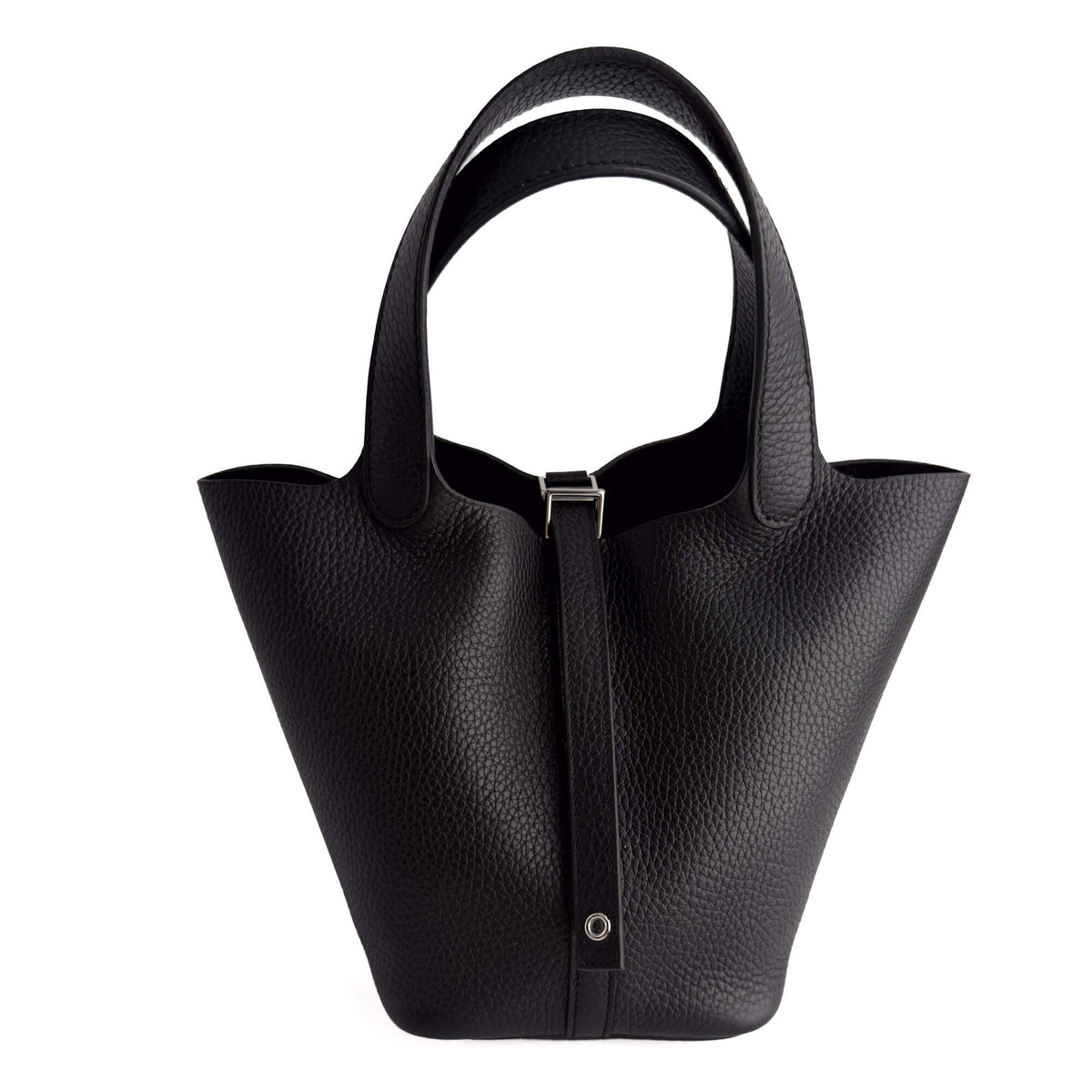 Picotin 18 Taurillon Clemence Leather Lock Bucket Handbag Black
