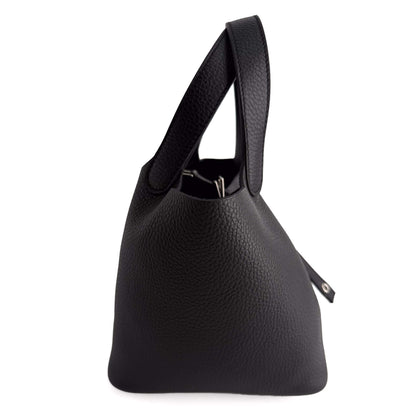 Picotin 18 Taurillon Clemence Leather Lock Bucket Handbag Black