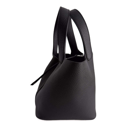 Picotin 18 Taurillon Clemence Leather Lock Bucket Handbag Black