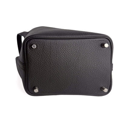 Picotin 18 Taurillon Clemence Leather Lock Bucket Handbag Black