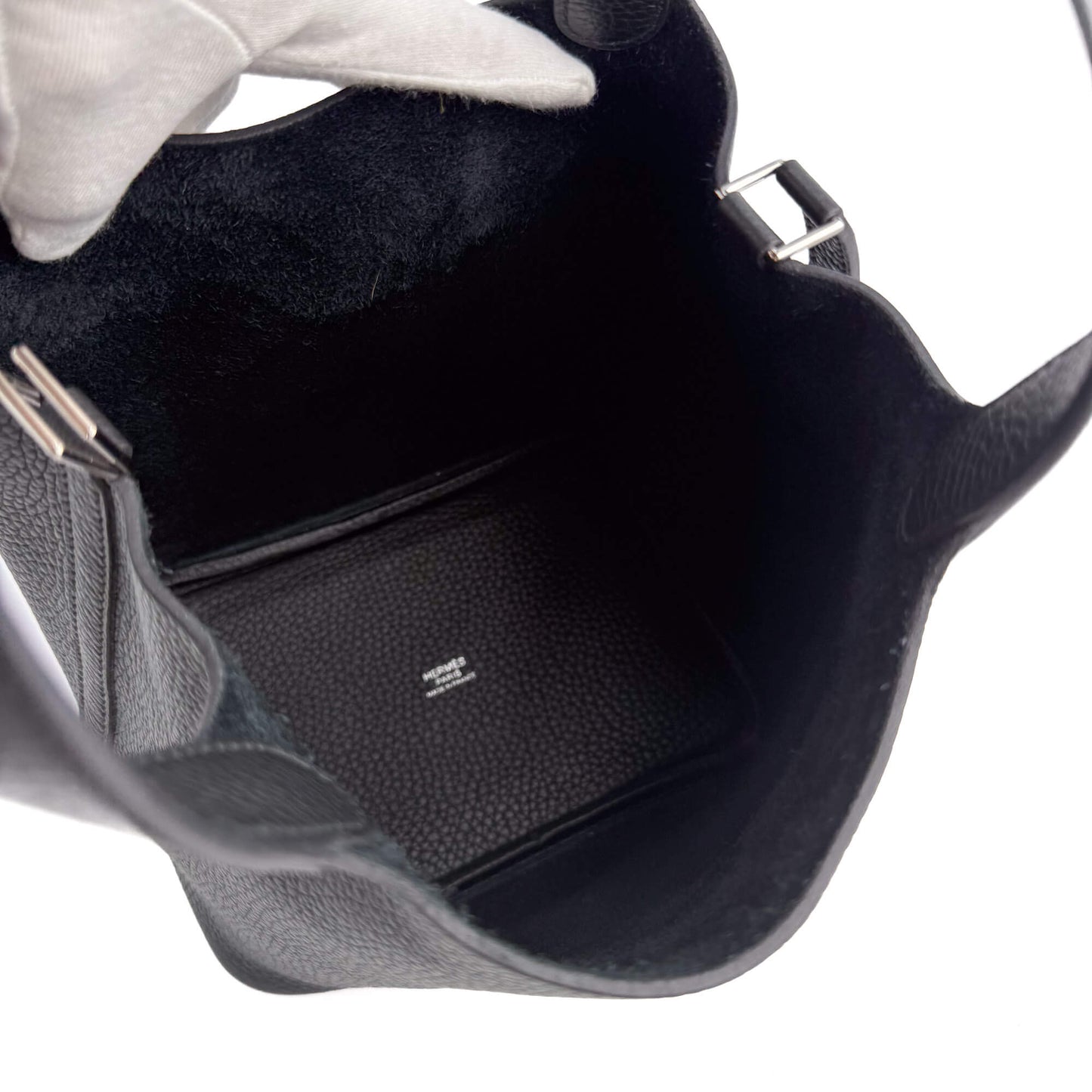 Picotin 18 Taurillon Clemence Leather Lock Bucket Handbag Black