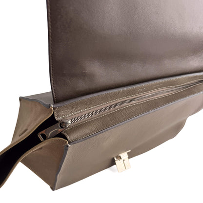 Trapeze Large Leather Top-handle Handbag Beige