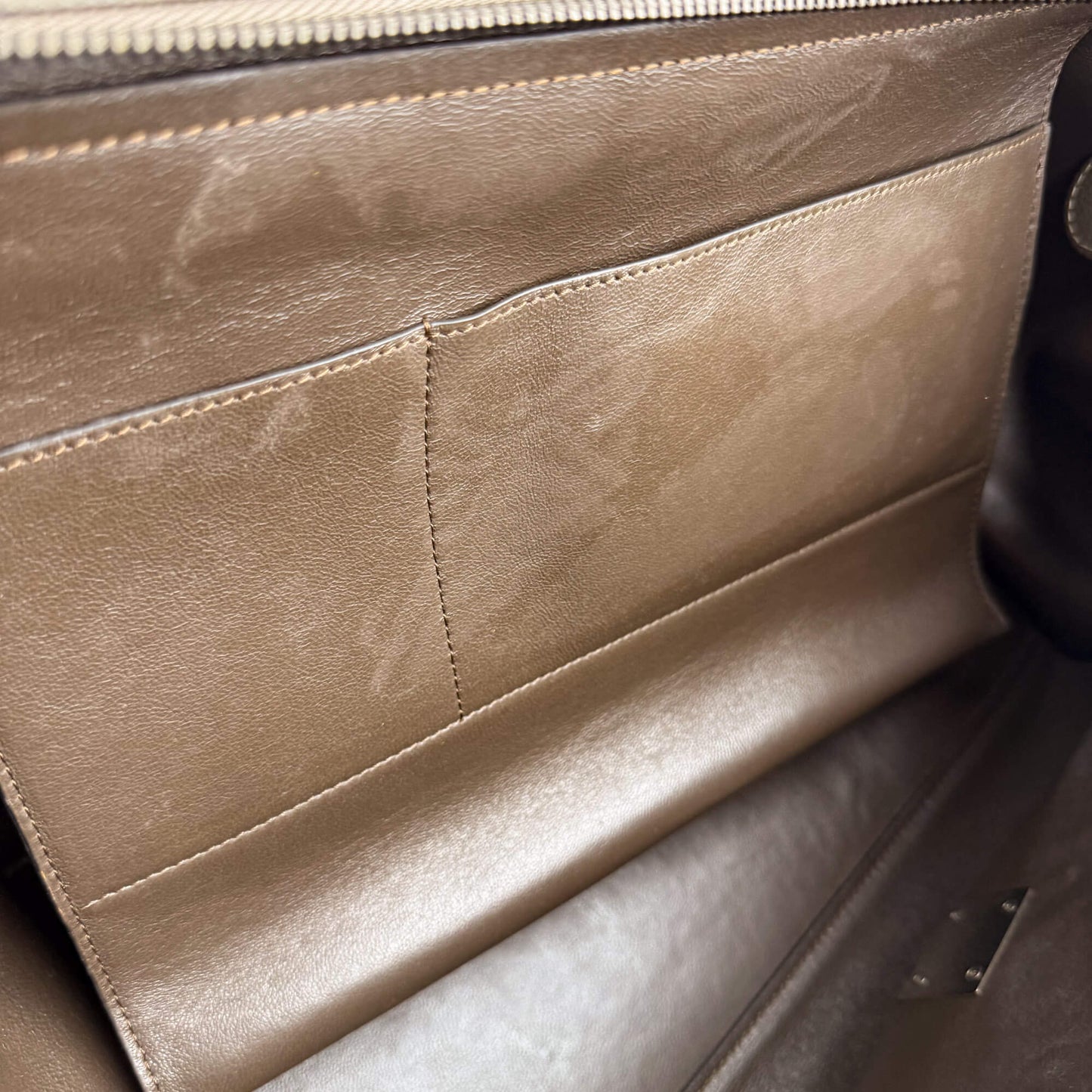 Trapeze Large Leather Top-handle Handbag Beige