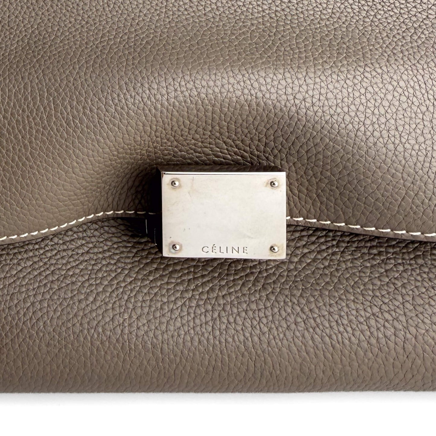 Trapeze Large Leather Top-handle Handbag Beige