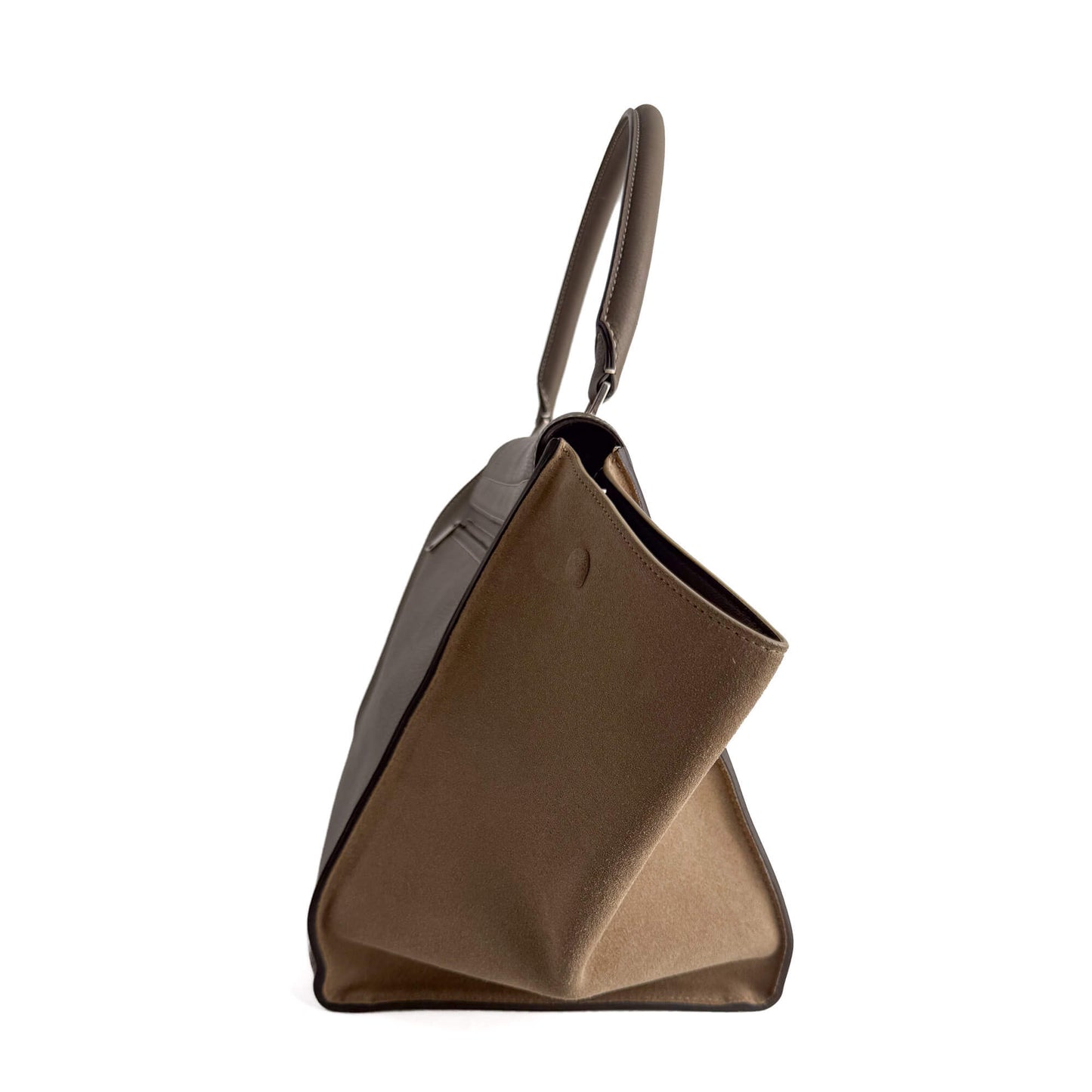 Trapeze Large Leather Top-handle Handbag Beige