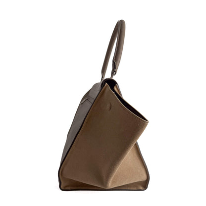 Trapeze Large Leather Top-handle Handbag Beige