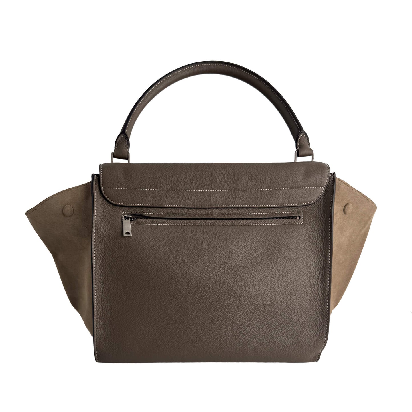 Trapeze Large Leather Top-handle Handbag Beige