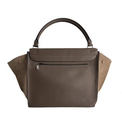 Trapeze Large Leather Top-handle Handbag Beige