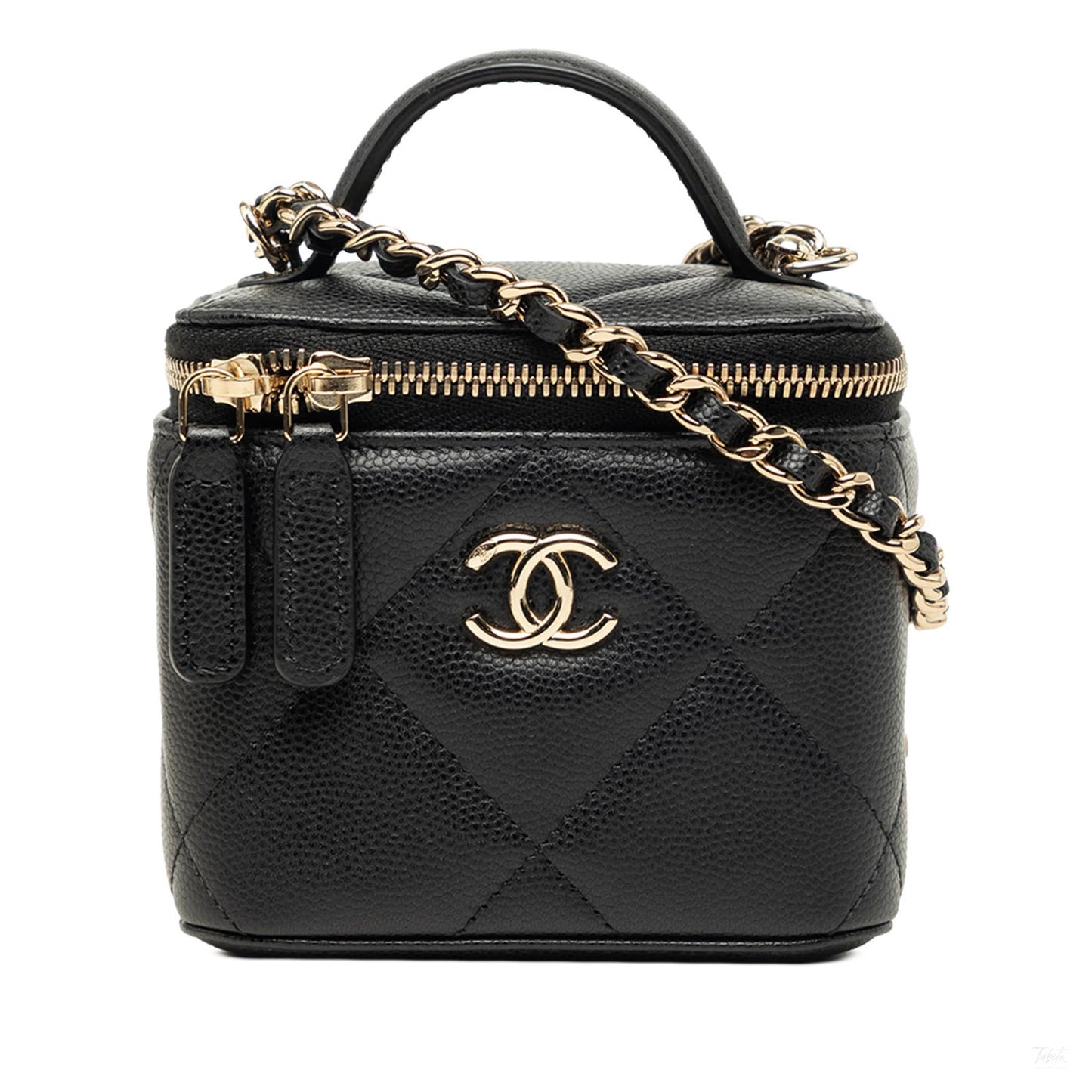 322608053 Vanity Case Mini Caviar Leather Quilted Top handle Handbag Black 1