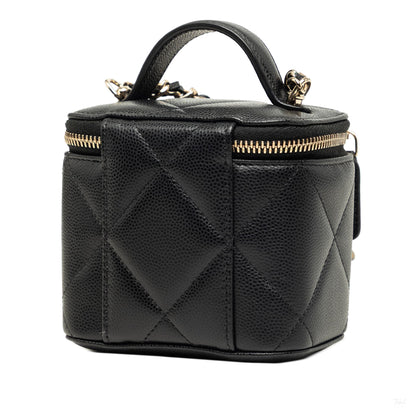 322608053 Vanity Case Mini Caviar Leather Quilted Top handle Handbag Black 2