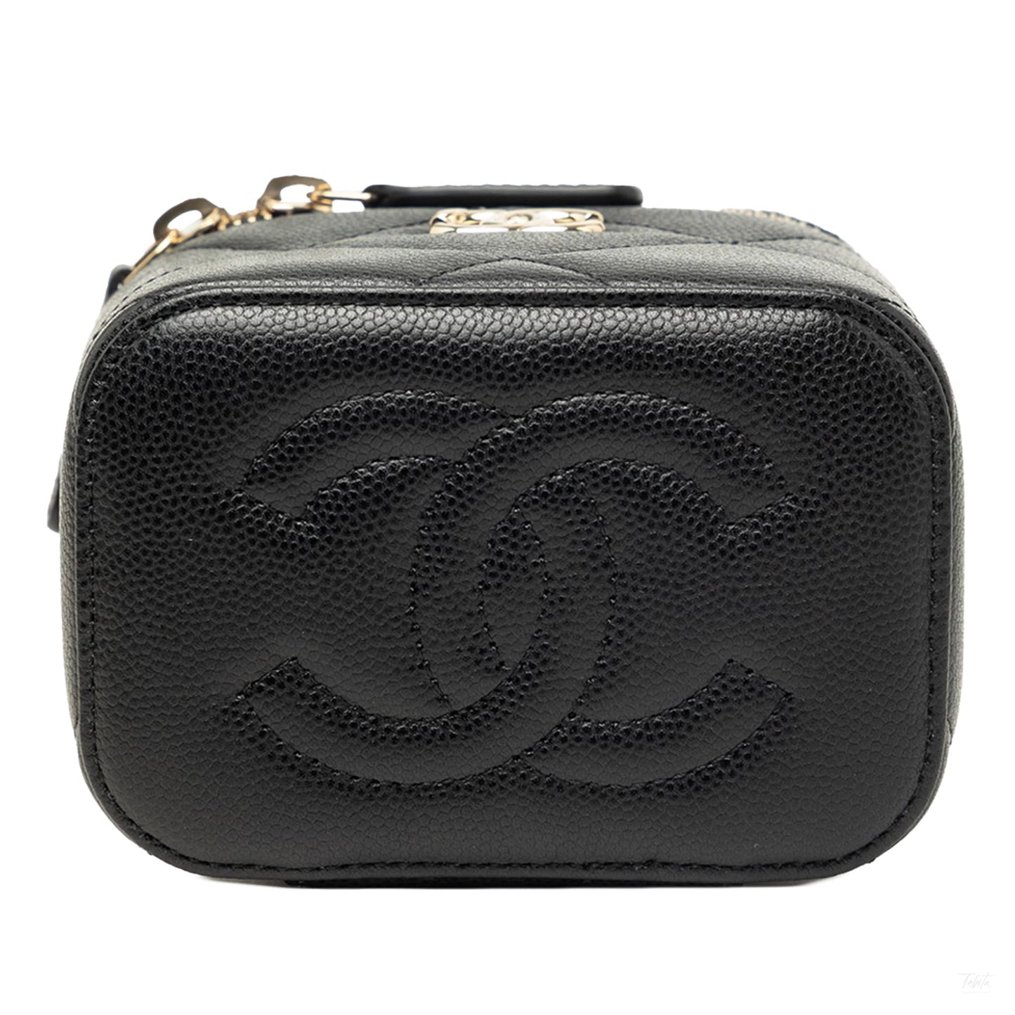 322608053 Vanity Case Mini Caviar Leather Quilted Top handle Handbag Black 3