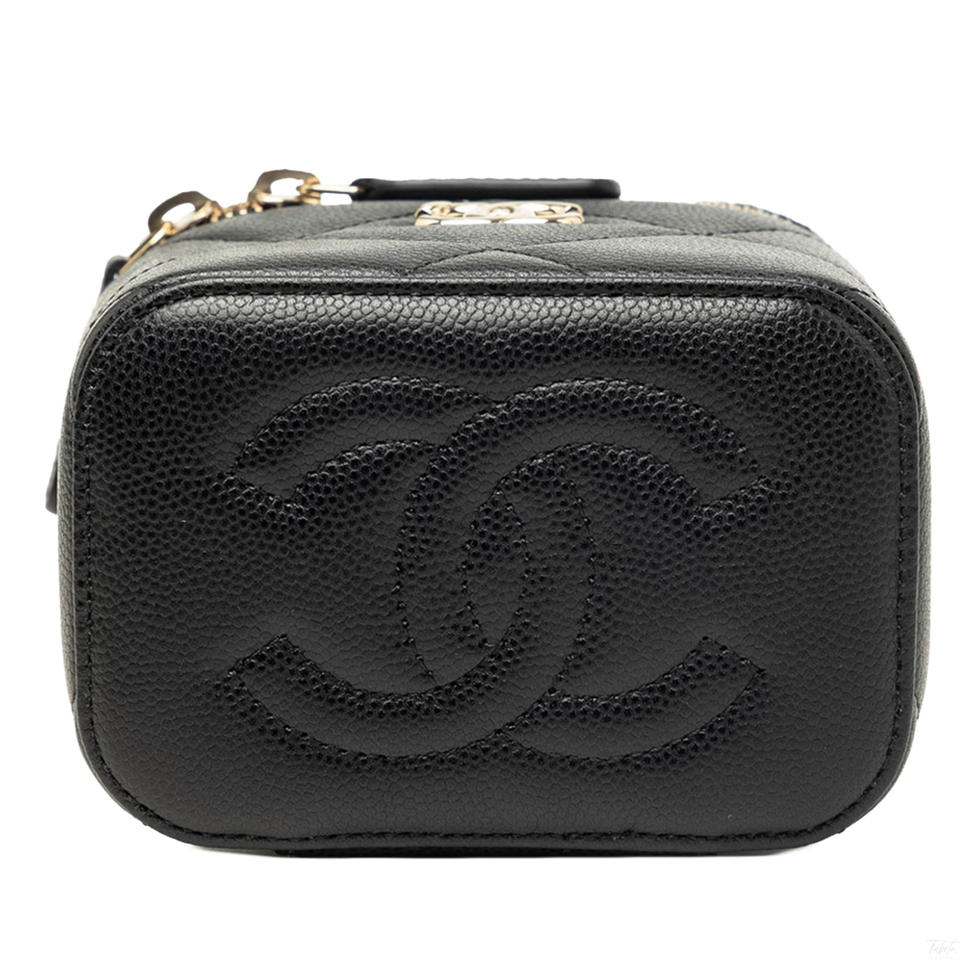 322608053 Vanity Case Mini Caviar Leather Quilted Top handle Handbag Black 3