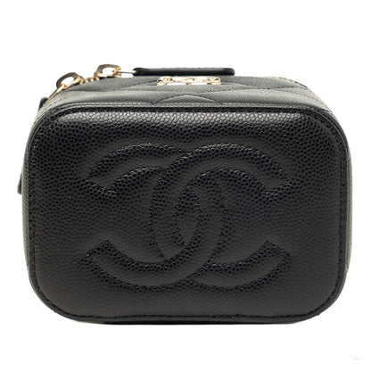 322608053 Vanity Case Mini Caviar Leather Quilted Top handle Handbag Black 3