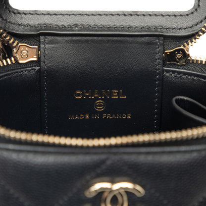 322608053 Vanity Case Mini Caviar Leather Quilted Top handle Handbag Black 5