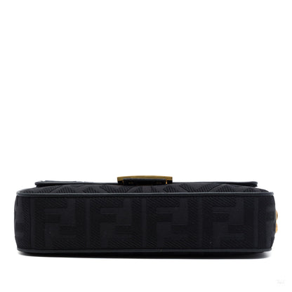 322608054 Zucca Medium Embroidered Canvas Baguette Shoulder Bag Black 3