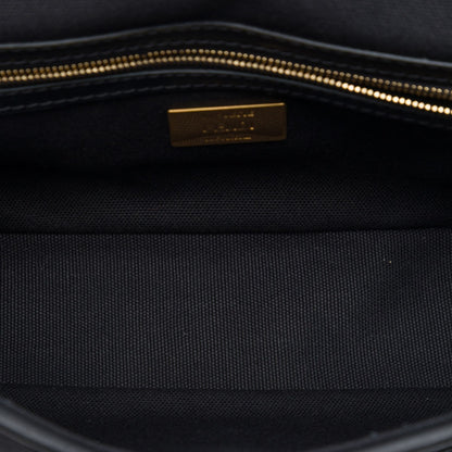 322608054 Zucca Medium Embroidered Canvas Baguette Shoulder Bag Black 4