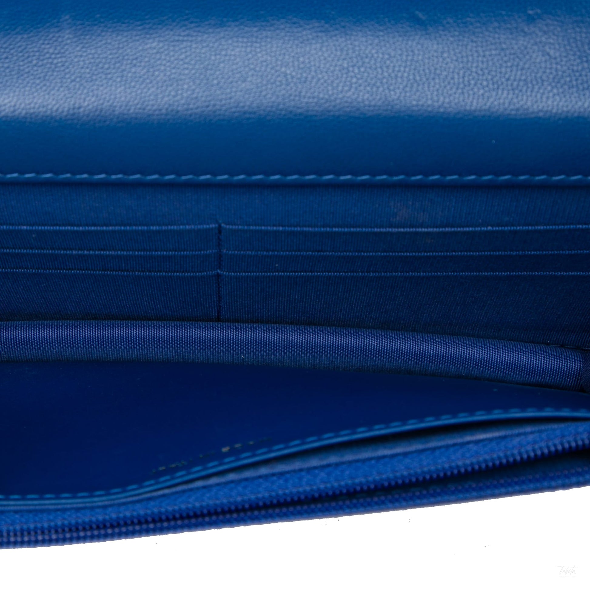 322608055 CHANEL 19 Lambskin Leather Matelassè Wallet on Chain Handbag Blue 4