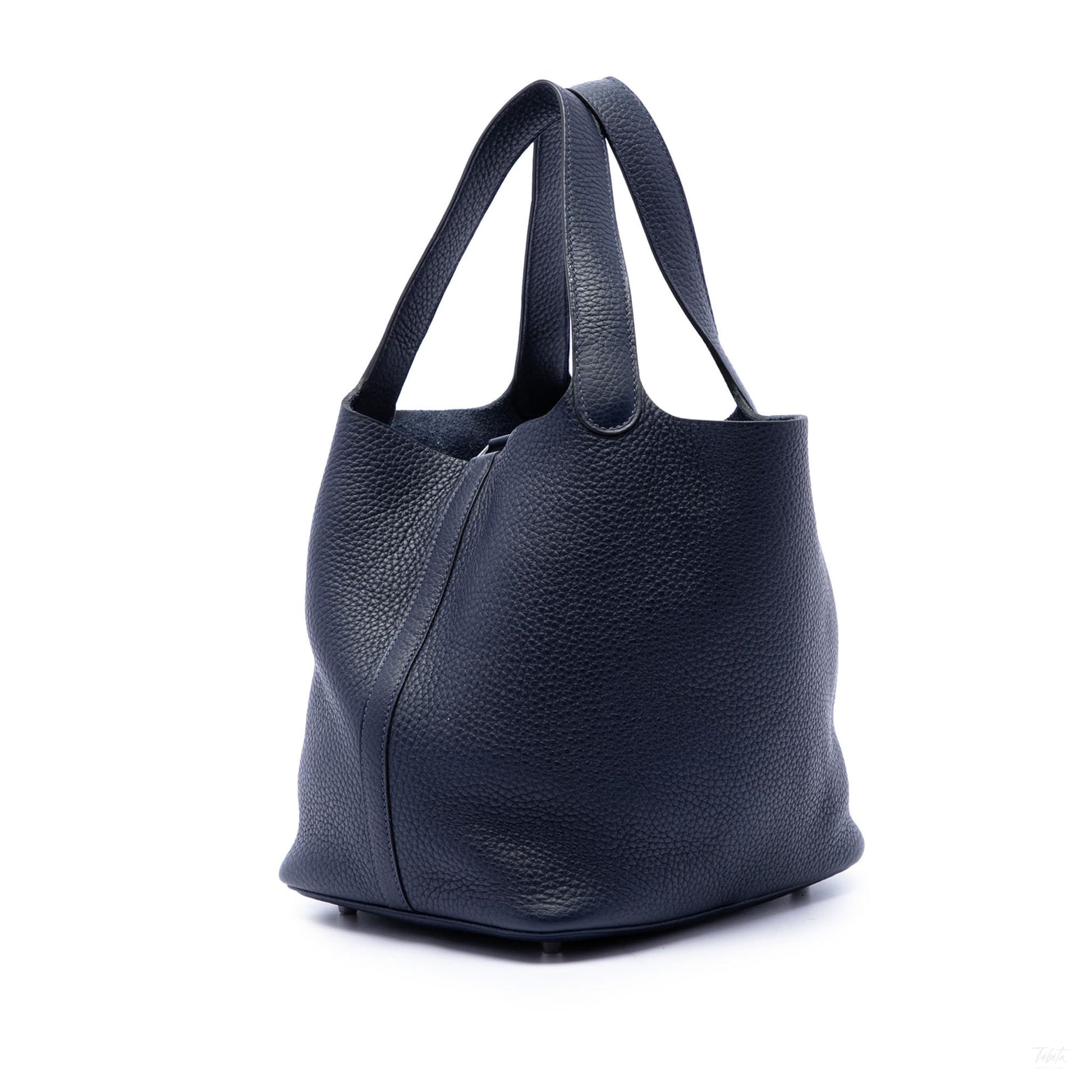 322608056 Picotin 22 Leather Lock Bucket Handbag Blue 2