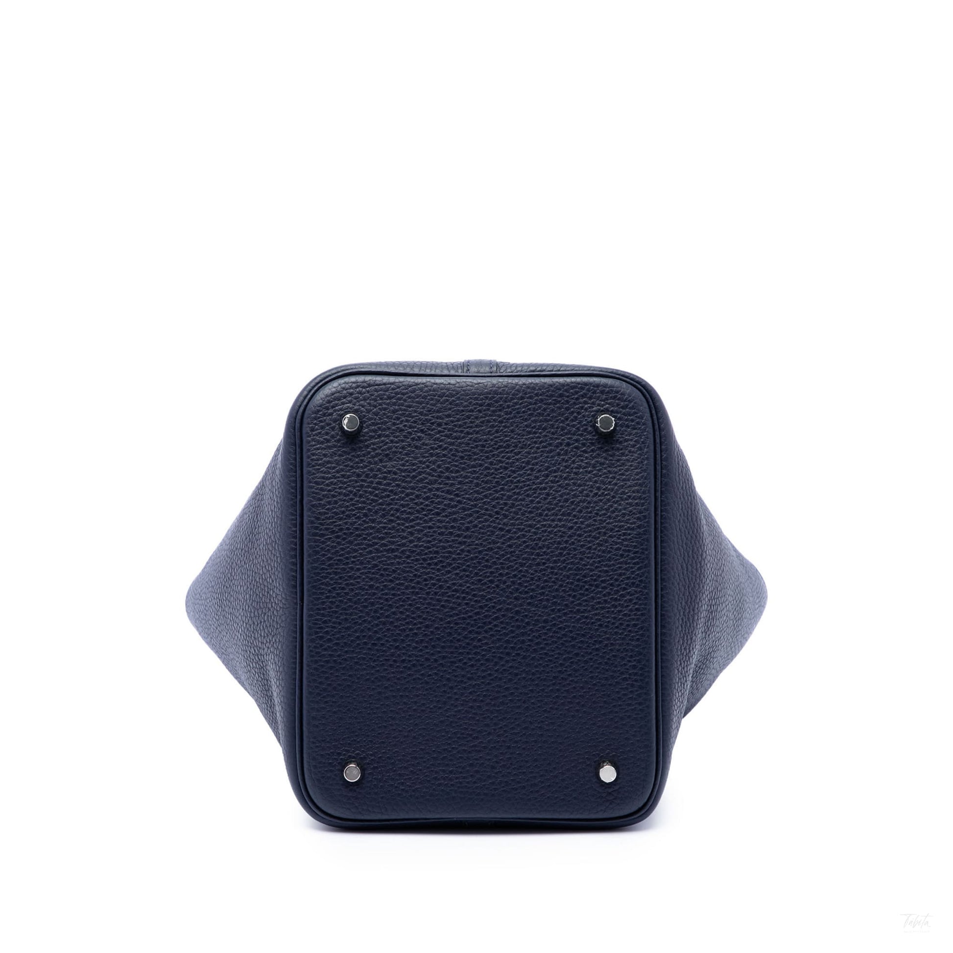 322608056 Picotin 22 Leather Lock Bucket Handbag Blue 3