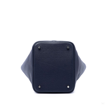 322608056 Picotin 22 Leather Lock Bucket Handbag Blue 3