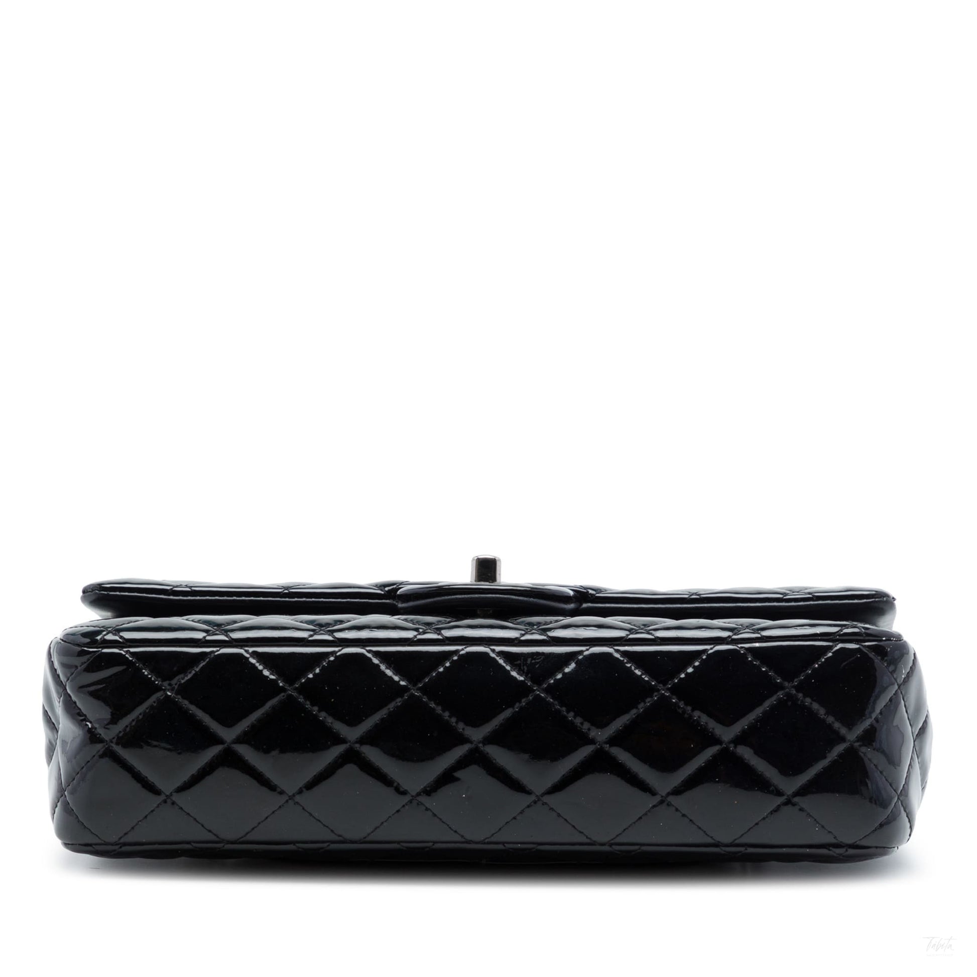 322608063 Classic Double Flap Medium Patent Leather Matelassè Shoulder Bag Black 3