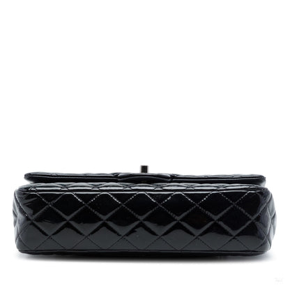 322608063 Classic Double Flap Medium Patent Leather Matelassè Shoulder Bag Black 3