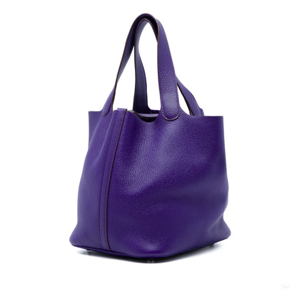 322608064 Picotin 22 Leather Lock Bucket Handbag Purple 2