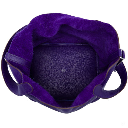 322608064 Picotin 22 Leather Lock Bucket Handbag Purple 4