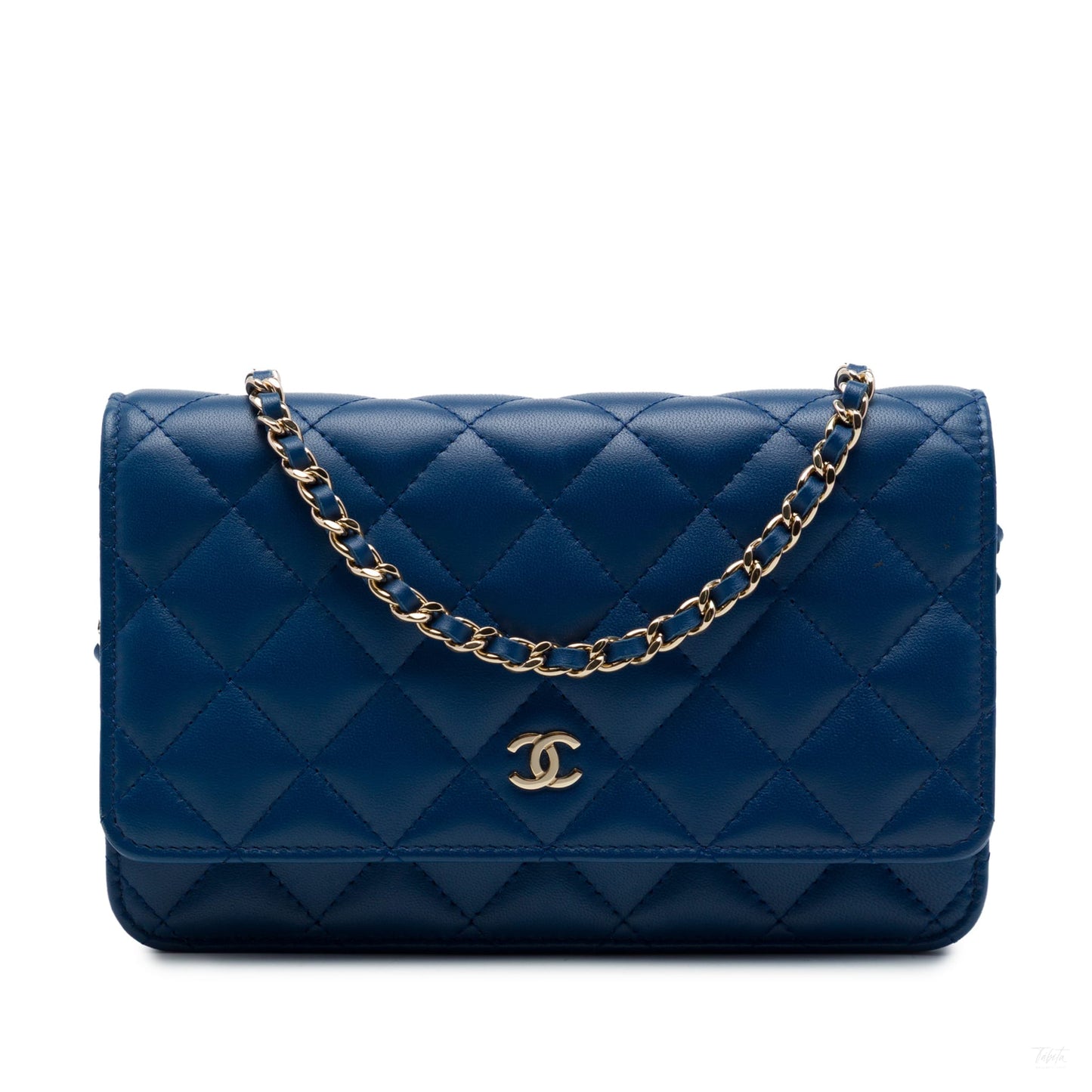 322608065 WOC Lambskin Leather Quilted Flap Crossbody Blue 1