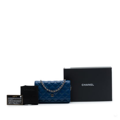 322608065 WOC Lambskin Leather Quilted Flap Crossbody Blue 7