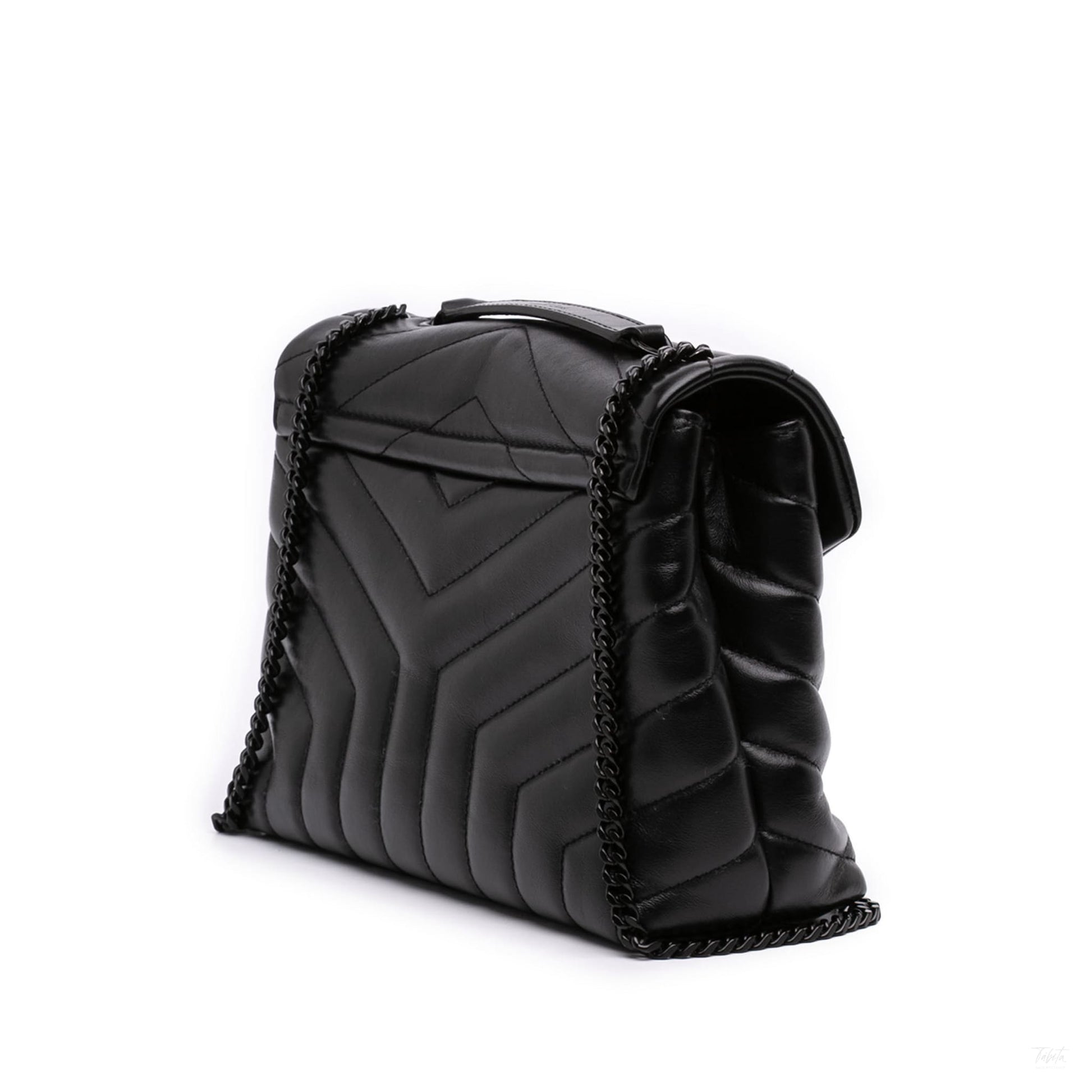 322608068 Loulou Small Chevron Quited Leather 2 Ways Envelope Bag Black 2