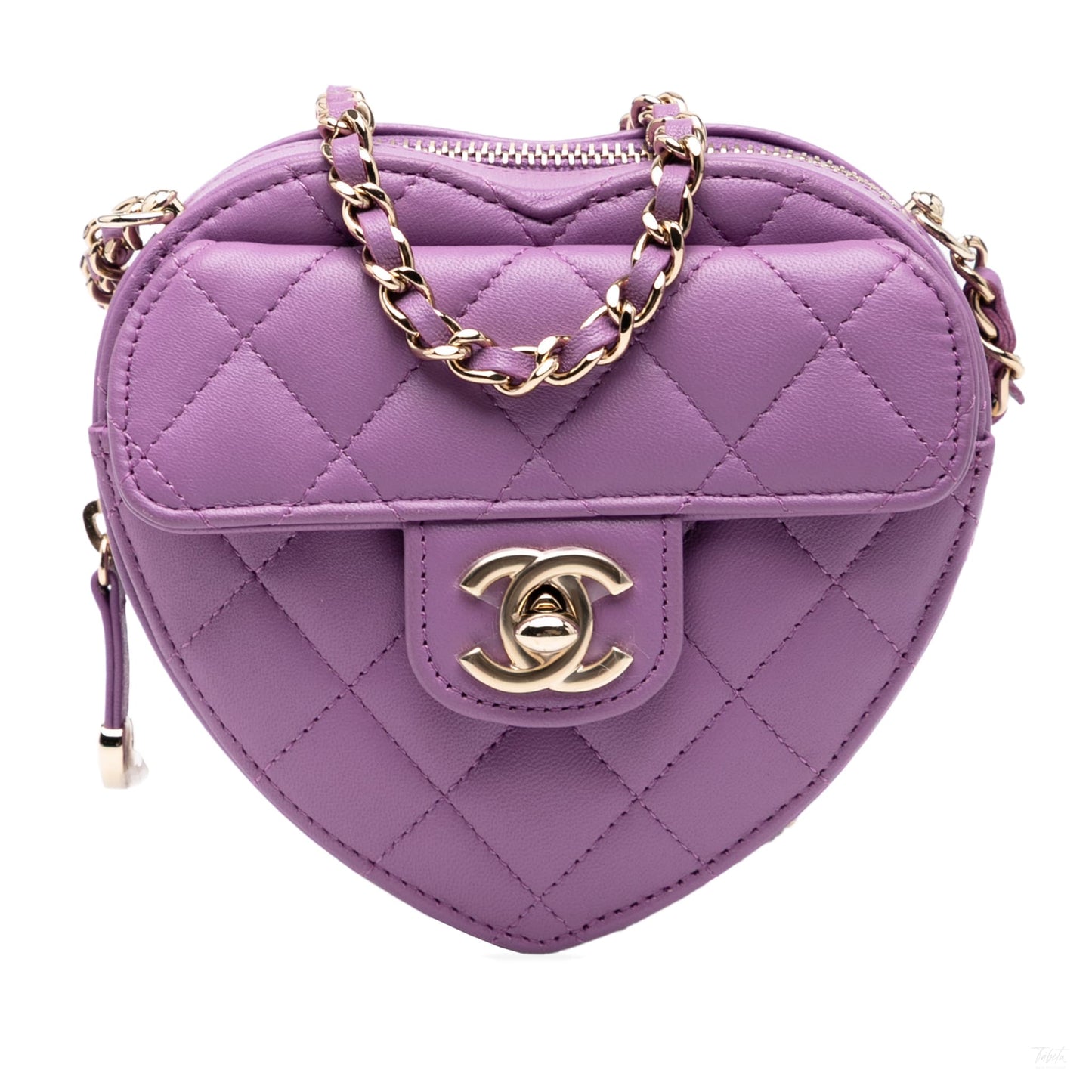 322608071 CC Lambskin Leather Love Heart Crossbody Purple 1