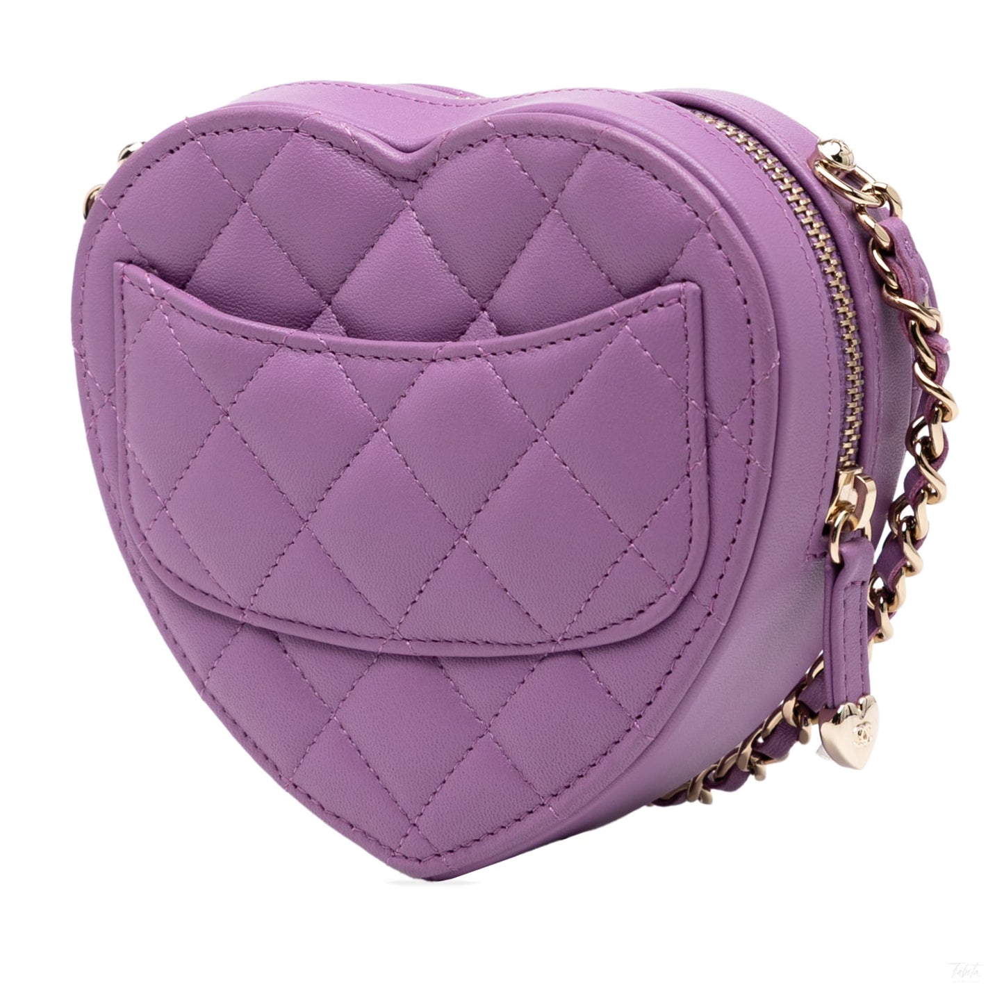 322608071 CC Lambskin Leather Love Heart Crossbody Purple 2