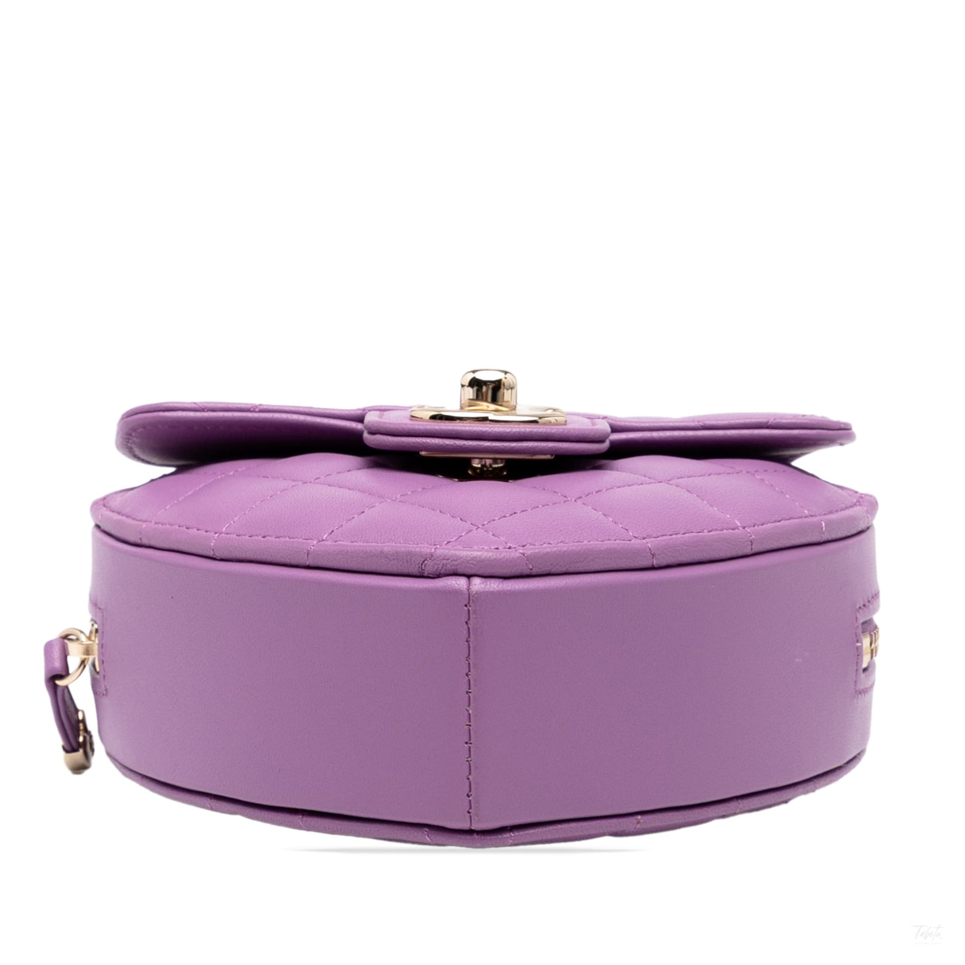 322608071 CC Lambskin Leather Love Heart Crossbody Purple 3