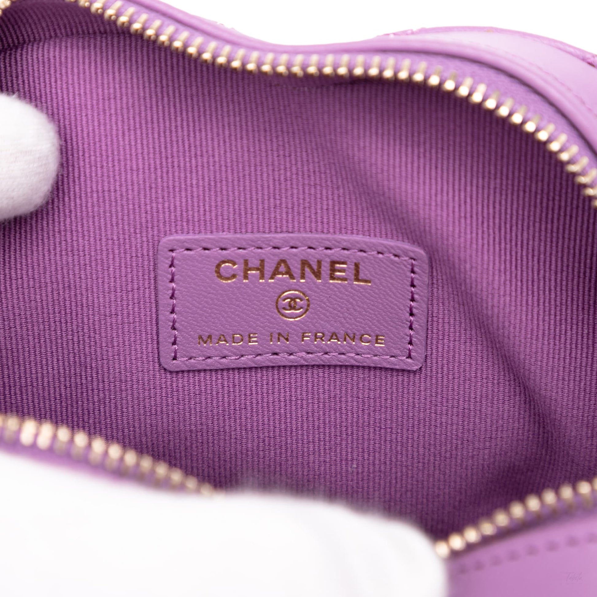 322608071 CC Lambskin Leather Love Heart Crossbody Purple 5