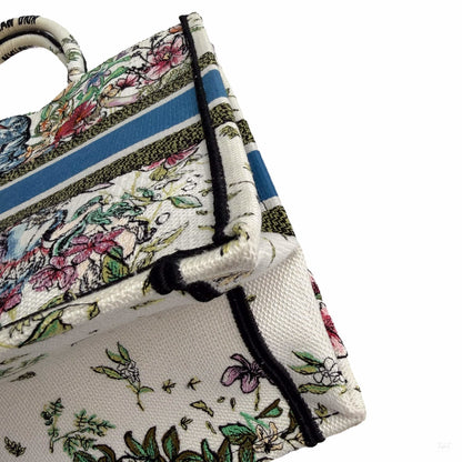 322608077 Dior Book Tote Medium Canvas Embroidery Handbag White (12)