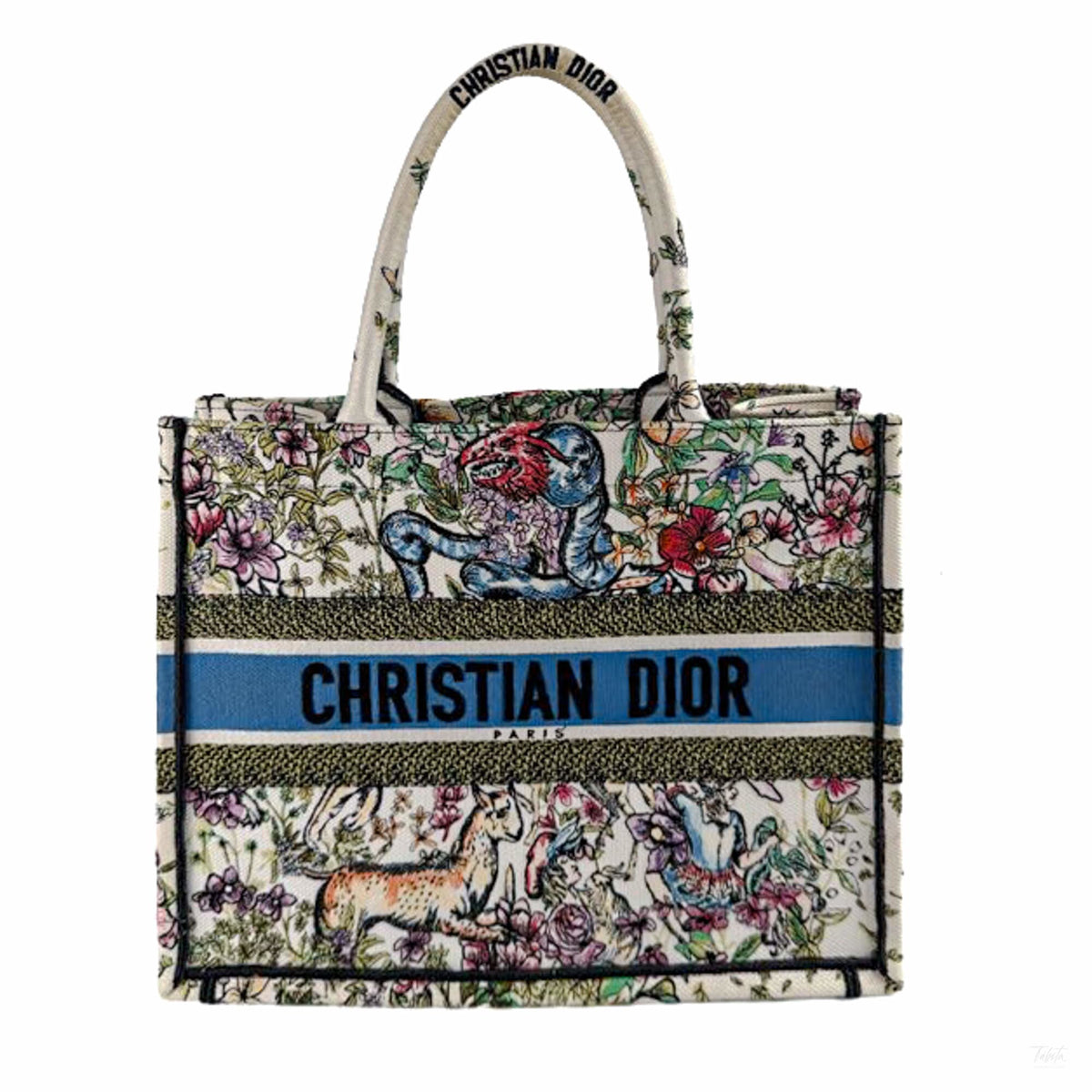 322608077 Dior Book Tote Medium Canvas Embroidery Handbag White (2)