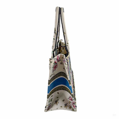 322608077 Dior Book Tote Medium Canvas Embroidery Handbag White (3)
