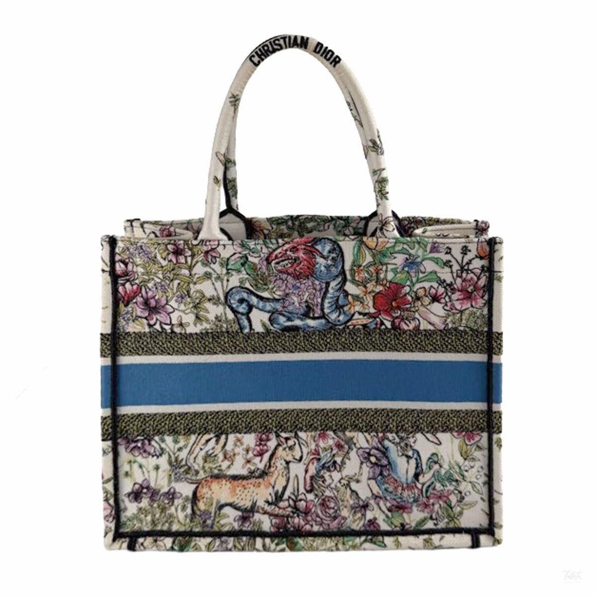 322608077 Dior Book Tote Medium Canvas Embroidery Handbag White (4)
