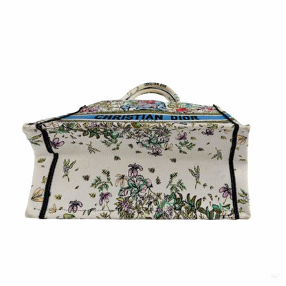 322608077 Dior Book Tote Medium Canvas Embroidery Handbag White (8)