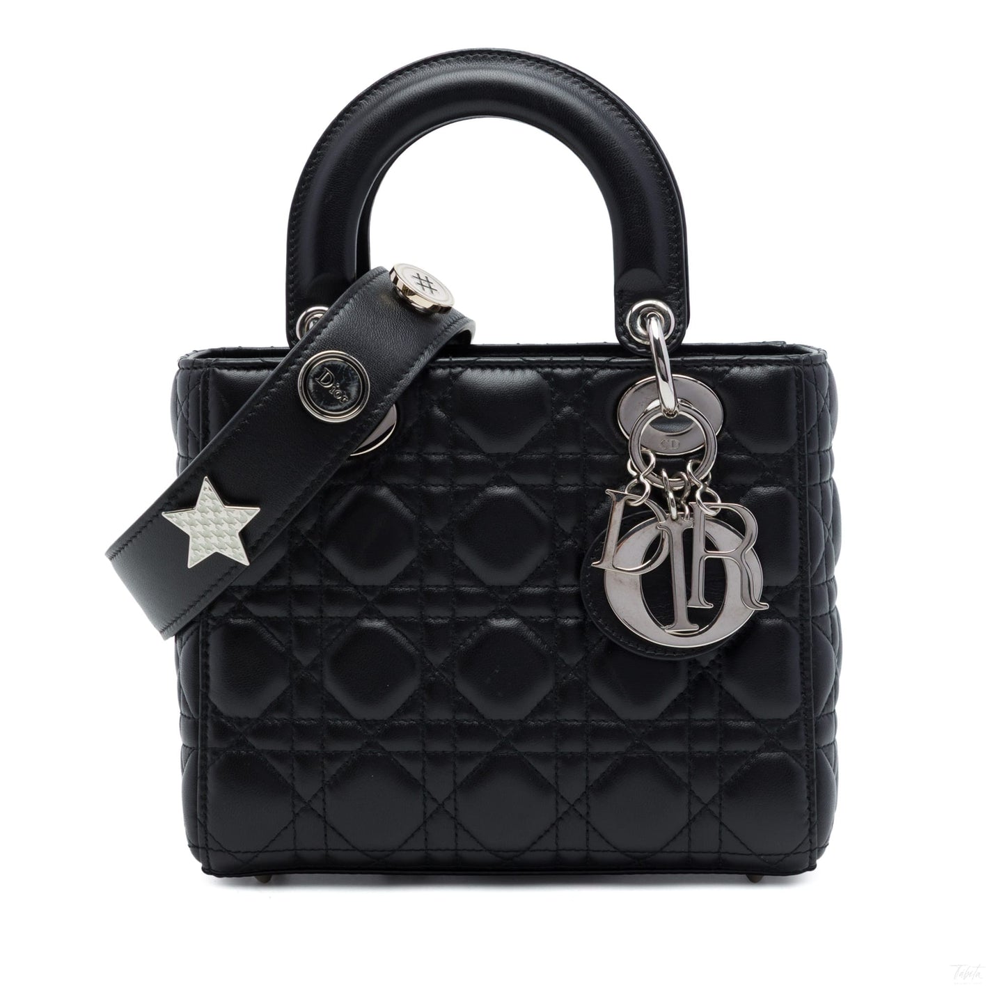 322608089 Lady Dior Small Lambskin Leather My ABCDior Cannage Tote Handbag Black 1