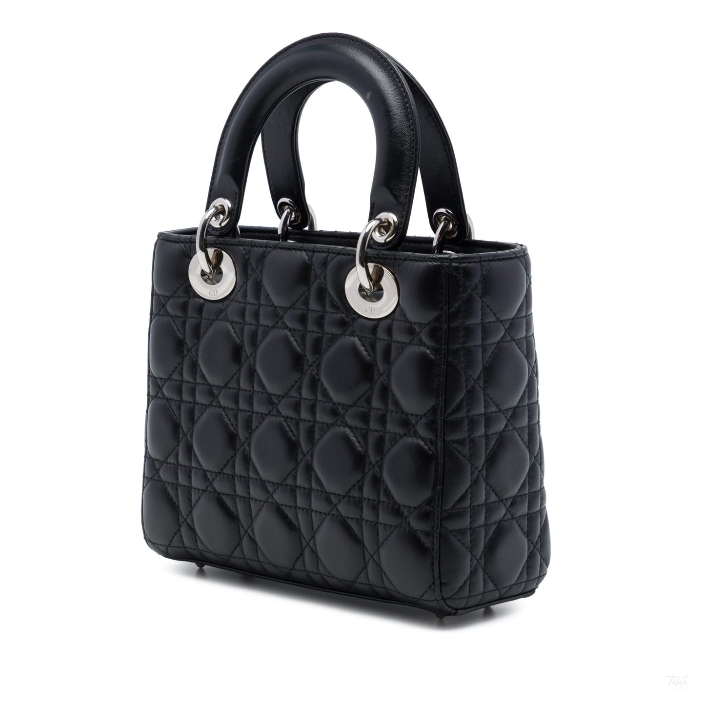 322608089 Lady Dior Small Lambskin Leather My ABCDior Cannage Tote Handbag Black 2